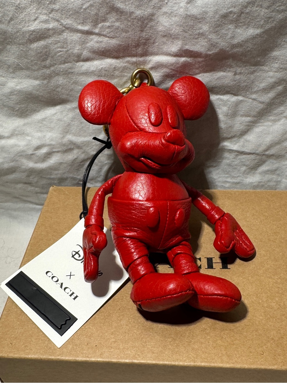 NWT Disney X Coach Red Leather Mickey Mouse Bag Charm - Picture 6 of 7